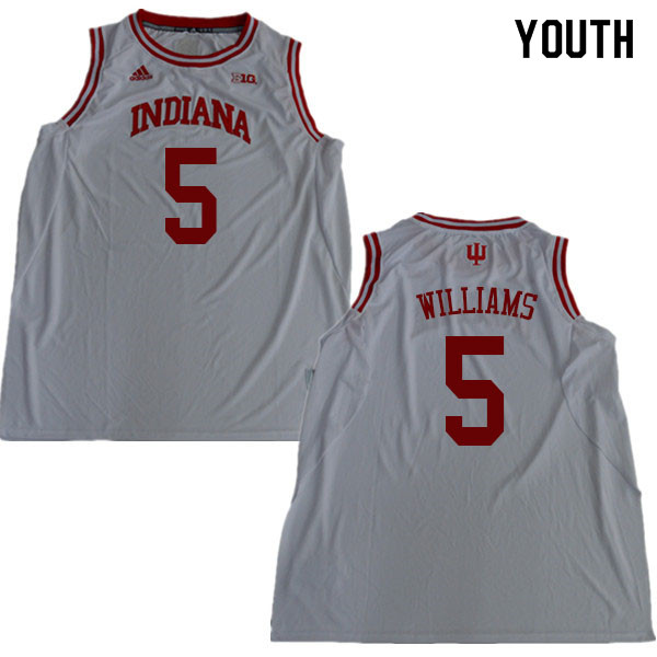 Youth #5 Troy Williams Indiana Hoosiers College Basketball Jerseys Sale-White - Click Image to Close